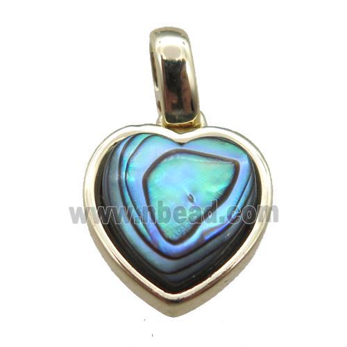 Abalone Shell heart pendant, gold plated