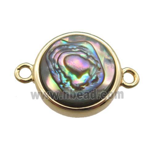 Abalone Shell circle connector, gold plated