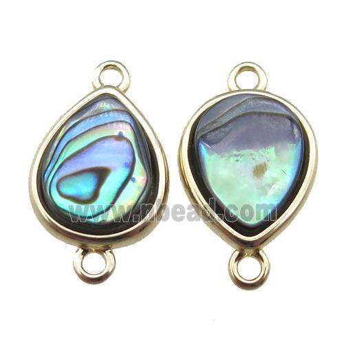 Abalone Shell teardrop connector, gold plated