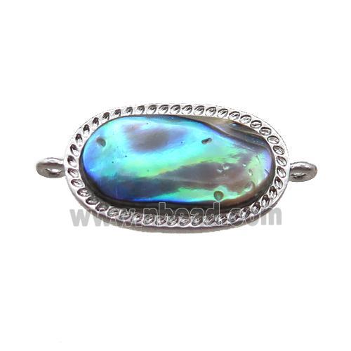 Abalone Shell oval connector, platinum plated