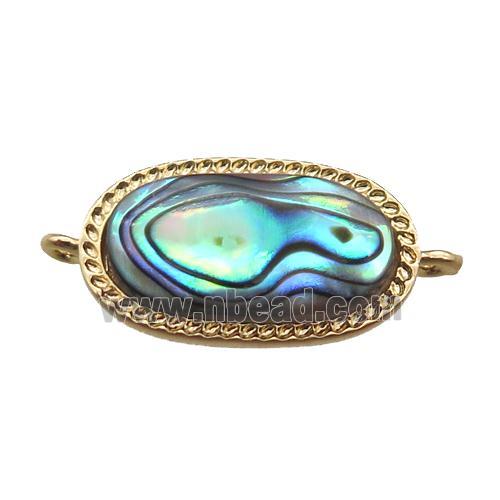 Abalone Shell oval connector, gold plated