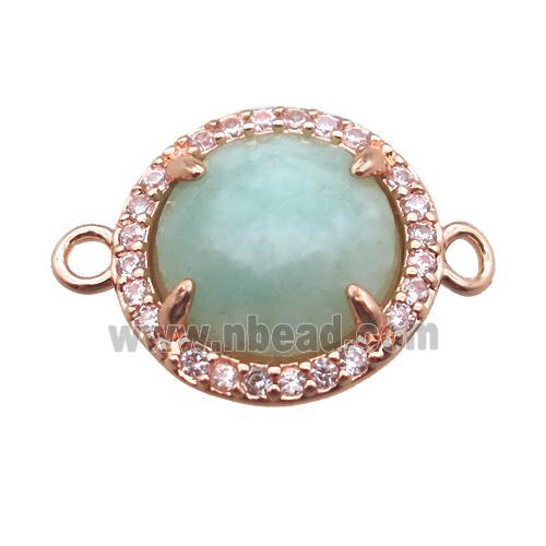 green amazonite circle connector, gold plated