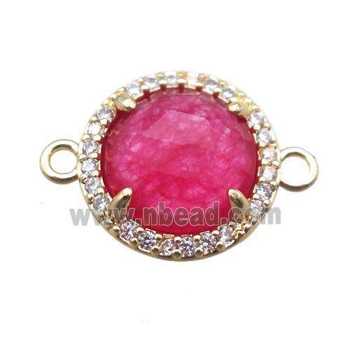 red dye jade circle connector, gold plated
