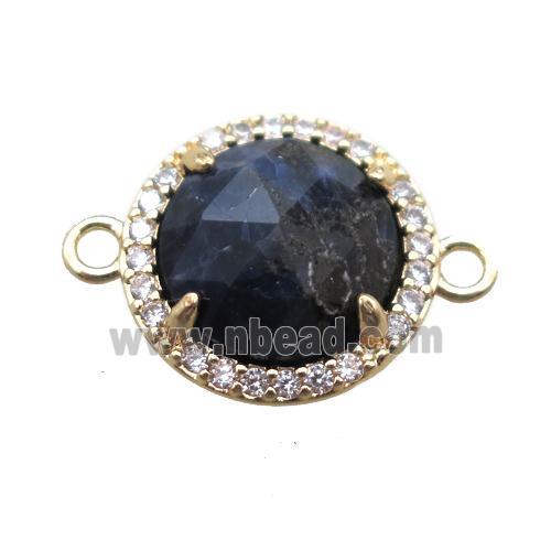 blue Jasper circle connector, gold plated