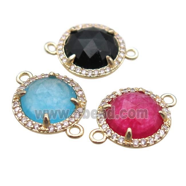mixed Gemstone circle connector, gold plated