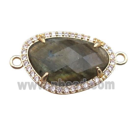 Labradorite connector, gold plated