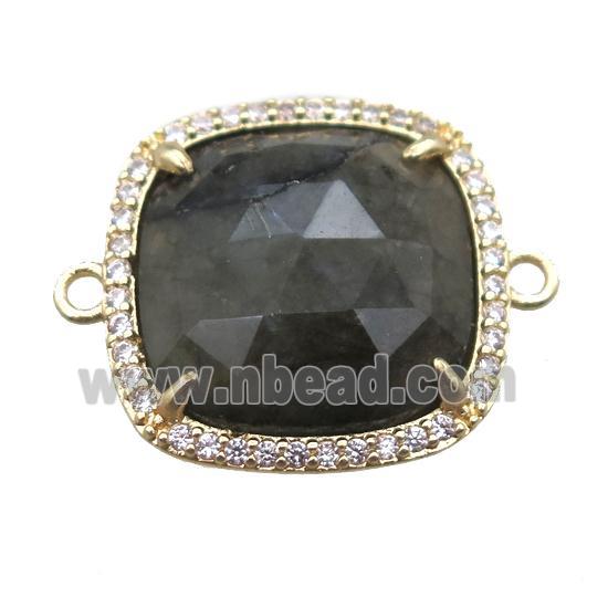 labradorite square connector, gold plated