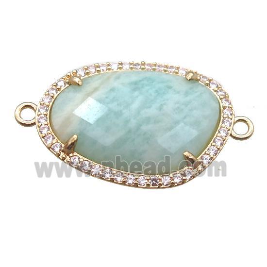 green Amazonite connector, gold plated