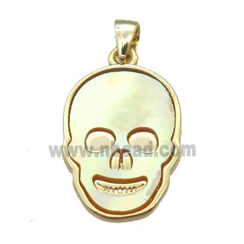 Abalone Shell skull pendant, gold plated