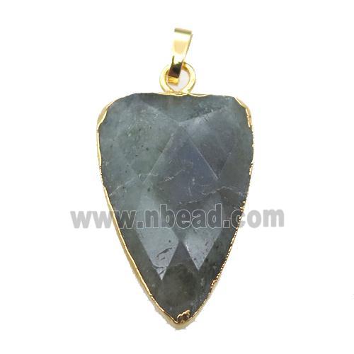 labradorite arrowhead pendant, gold plated