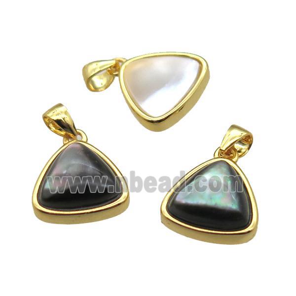 mixed shell triangle pendant, gold plated