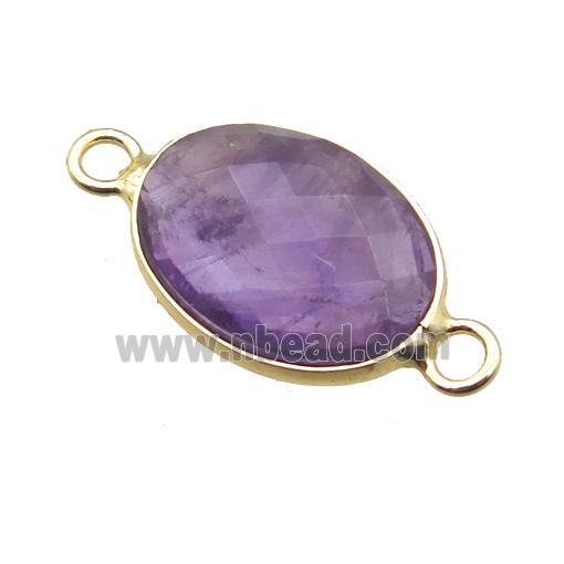 purple Amethyst connector, faceted oval