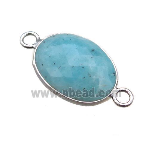 green Amazonite connector, faceted oval