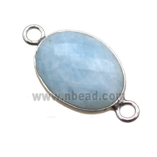 blue Aquamarine connector, faceted oval