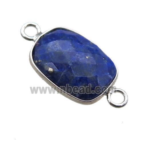 blue Lapis Lazuli connector, faceted rectangle