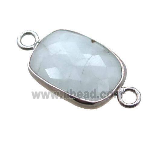blue Aquamarine connector, faceted rectangle