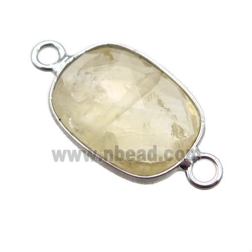 yellow Citrine connector, faceted rectangle