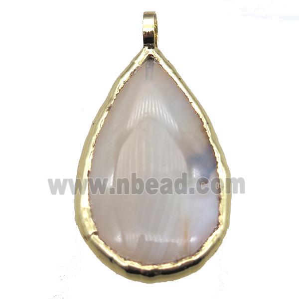 Heihua Agate teardrop pendant, gold plated