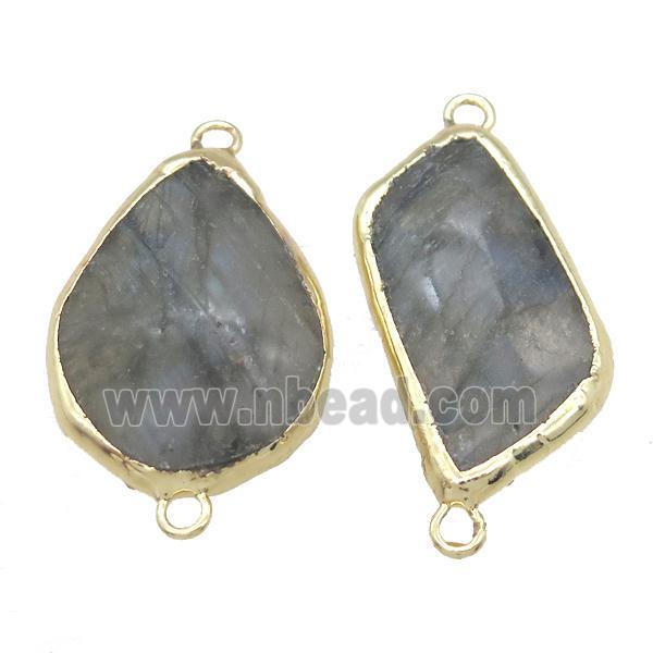 Labradorite connector, mix shape, gold plated