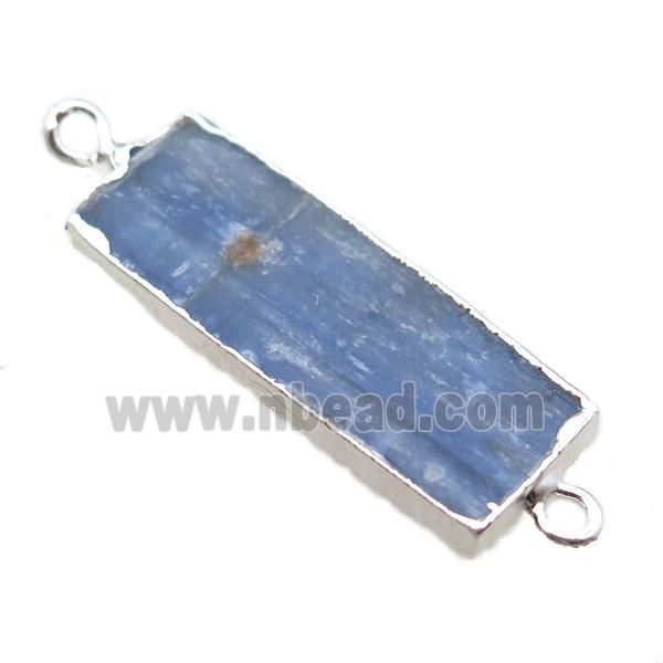 blue Kyanite rectangle connector, silver plated