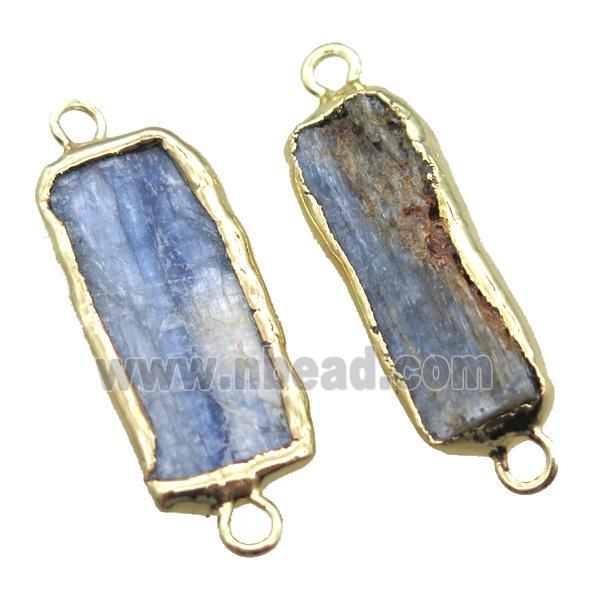 blue Kyanite rectangle connector, gold plated