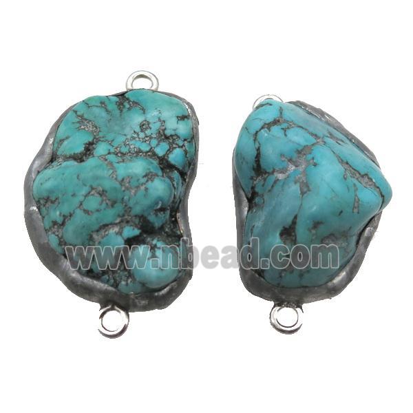 natural Hubei Turquoise connector, freeform, green