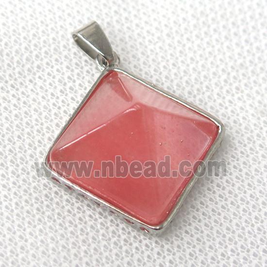 red watermelon quartz pyramid pendant