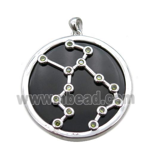 black Obsidian Virgo pendant, circle