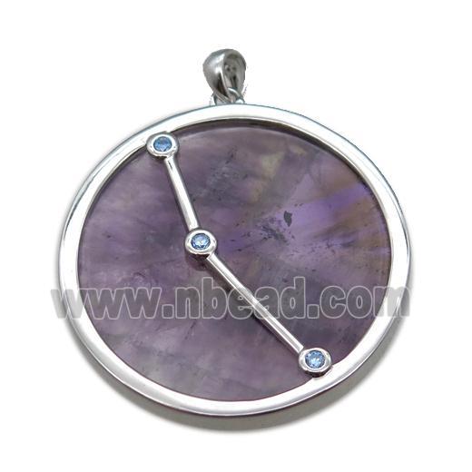 purple Amethyst Aries pendant, circle