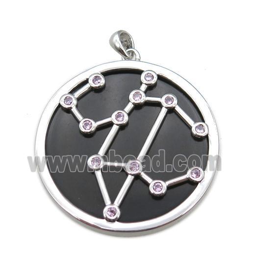 black Obsidian Leo pendant, circle