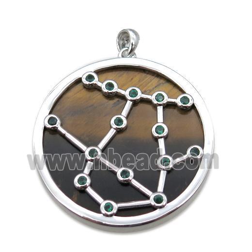 Tiger eye stone Gemini pendant, circle