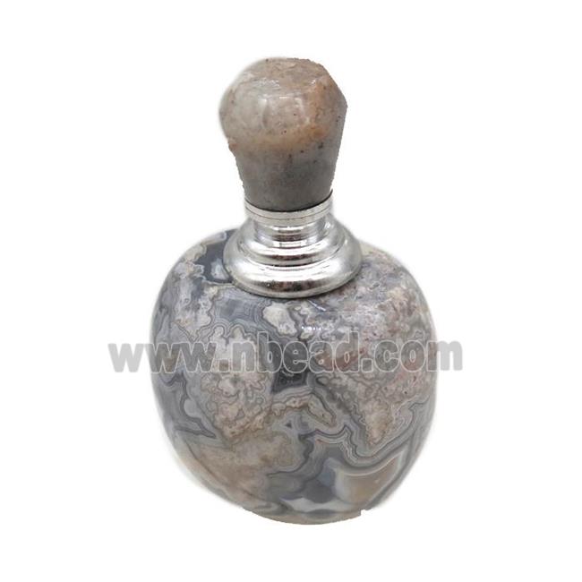 gray Mexican Crazy Agate perfume bottle charm without hole