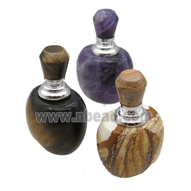 mixed Gemstone perfume bottle charm without hole, mixed color