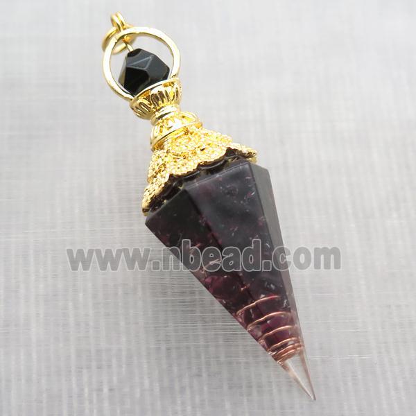 darkred Garnet chips pendulum pendant