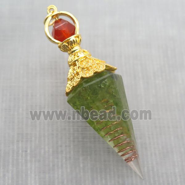 green Garnet chips pendulum pendant
