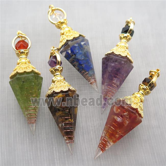 mixed Gemstone chips pendulum pendant