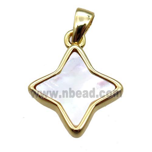 white Pearlized Shell star pendant, gold plated