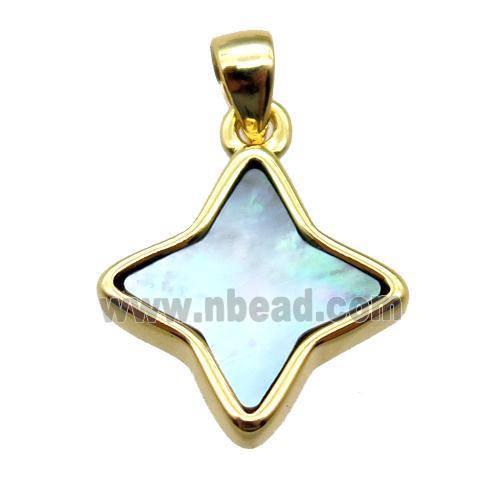 gray Abalone Shell star pendant, gold plated
