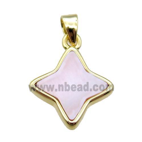 pink Queen Shell star pendant, gold plated