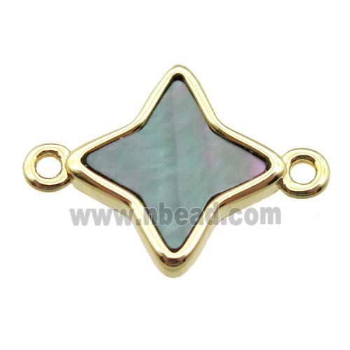 gray Abalone Shell star connector, gold plated