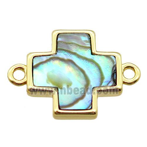 abalone shell cross connector, gold plated