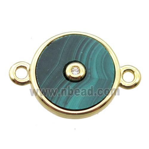 green Malachite circle connector, gold plated