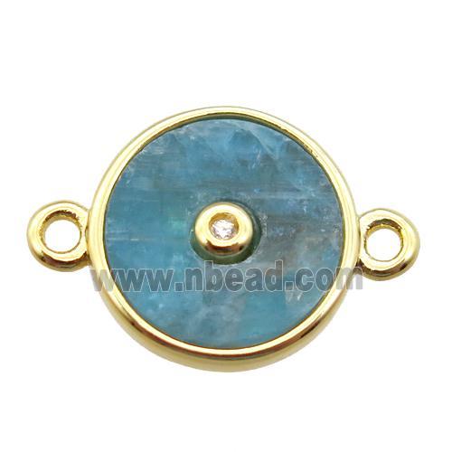blue Apatite circle connector, gold plated