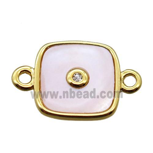 pink Queen Shell square connector, gold plated