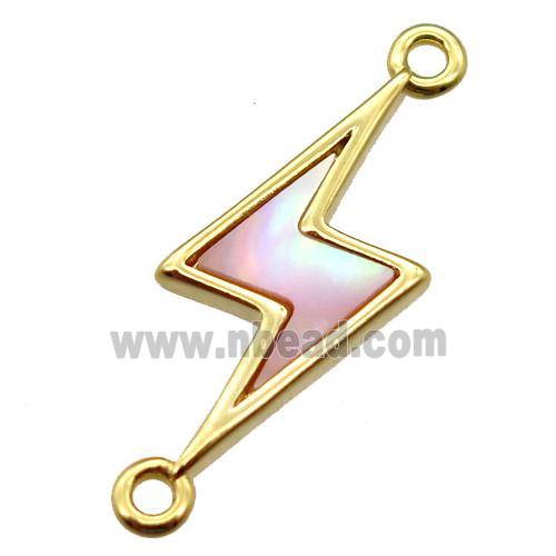 pink queen shell lightning connector, gold plated