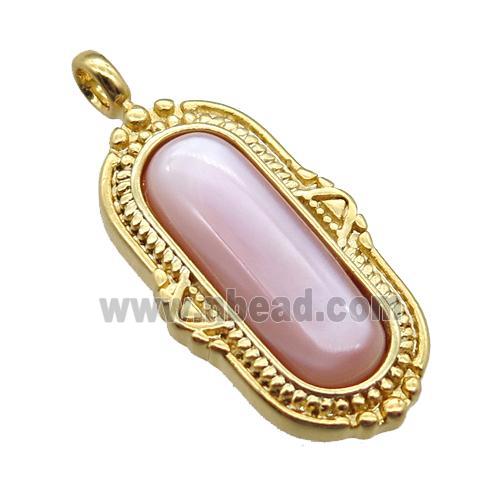 pink queen shell oval pendant, gold plated