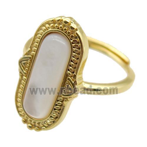 white Pearlized Shell Rings, gold plated