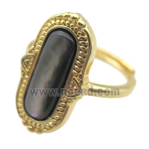 black Abalone Shell Rings, gold plated