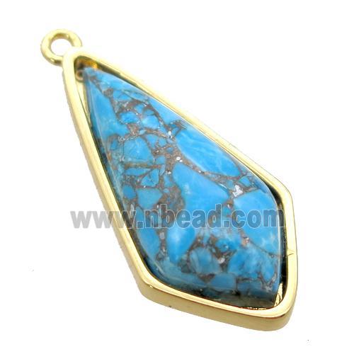 blue Turquoise pendant, gold plated