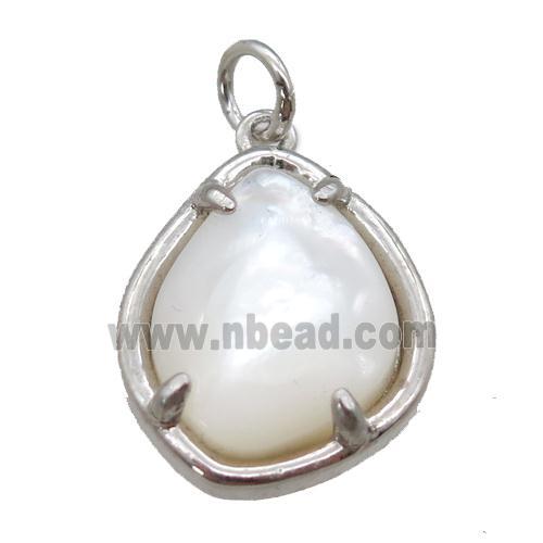 white Pearlized Shell pendant, platinum plated